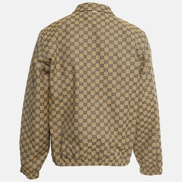 Pre Owned Gucci Brown GG Canvas and Polyester Reversible Jacket M