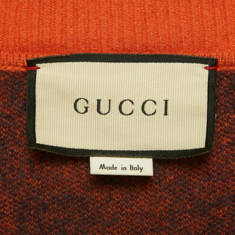 مملوكة مسبقًا Gucci Orange GG Jacquard Wool Cardigan S