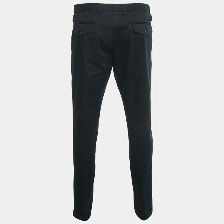 Pre Owned Gucci Navy Blue Cotton Formal Trousers  L