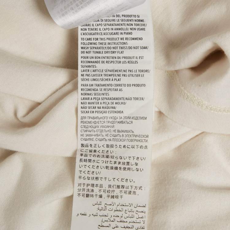 Pre Owned Gucci Cream Logo Print Jersey Distressed T-Shirt S