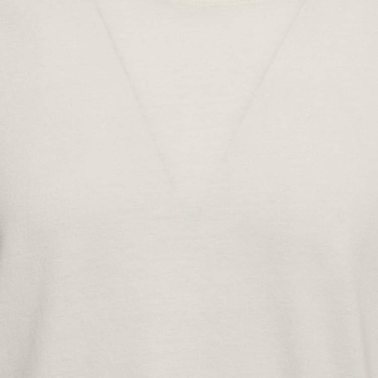 Pre Owned Gucci Cream Logo Print Jersey Distressed T-Shirt S