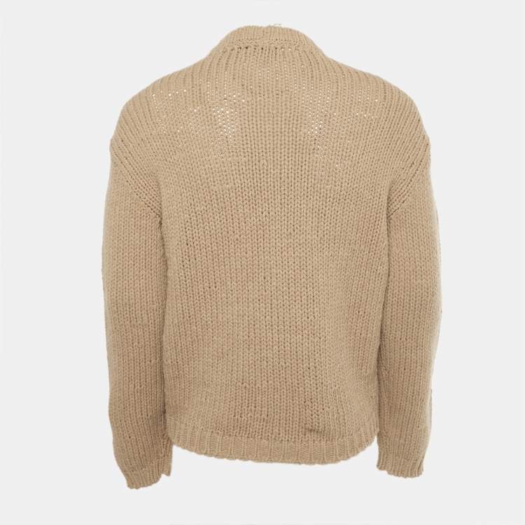 Pre Owned Gucci Beige Logo Intarsia Wool Jumper XS