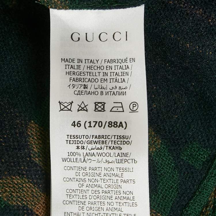 Pre Owned قميص غوتشي بأكمام طويلة صوف جامبو GG أزرق/أخضر مقاس صغير