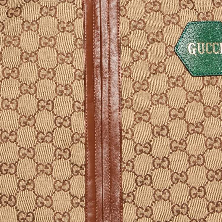 Pre Owned Gucci Brown GG Jacquard Canvas and Leather Jacket L