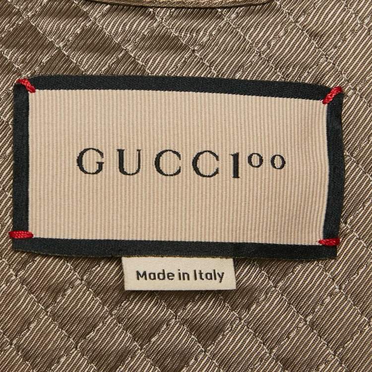 Pre Owned Gucci Brown GG Jacquard Canvas and Leather Jacket L
