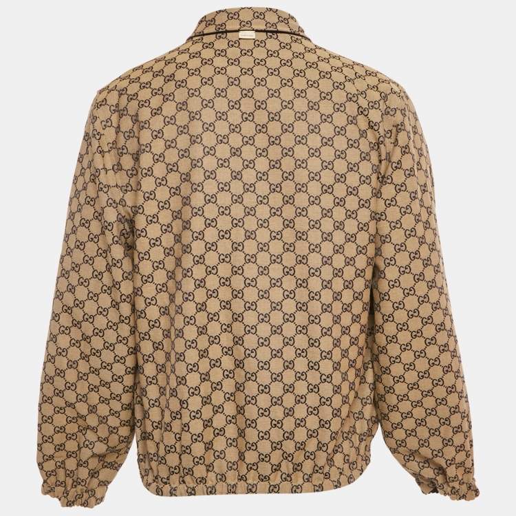 Pre Owned Gucci Blue/Beige SS Canvas and Synthetic Reversible Jacket S