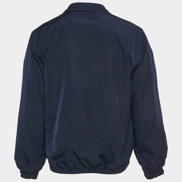 Pre Owned Gucci Blue/Beige SS Canvas and Synthetic Reversible Jacket S