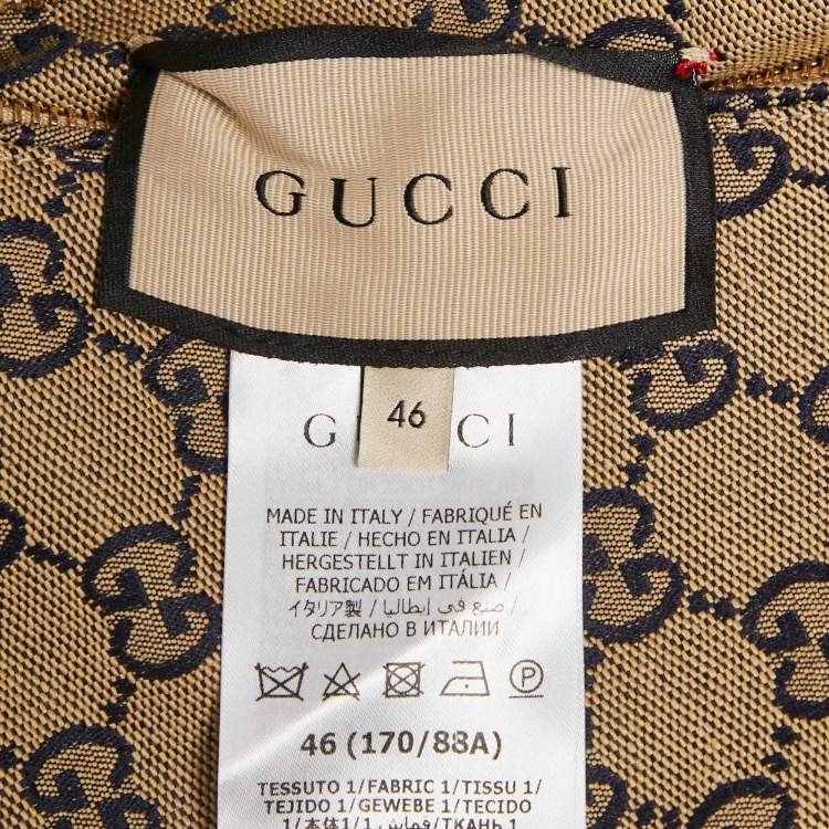 Pre Owned Gucci Blue/Beige SS Canvas and Synthetic Reversible Jacket S