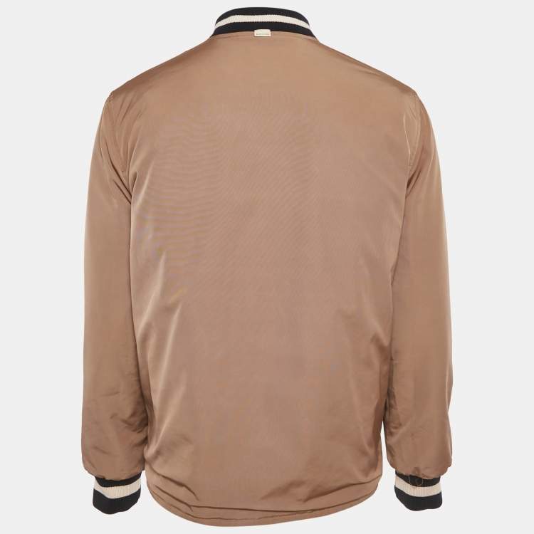 Pre Owned Gucci Blue/Beige Jumbo GG Nylon Reversible Jacket S