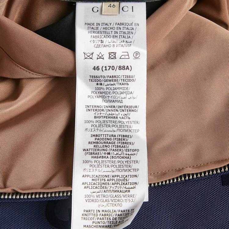 Pre Owned Gucci Blue/Beige Jumbo GG Nylon Reversible Jacket S