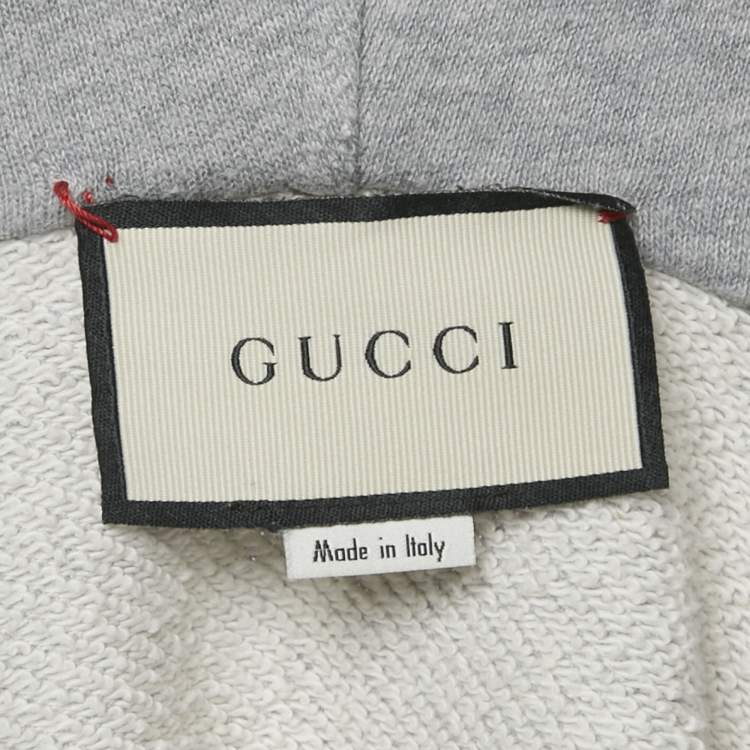 Pre Owned Gucci Grey Web Trim Cotton Zip-Up Hoodie XS