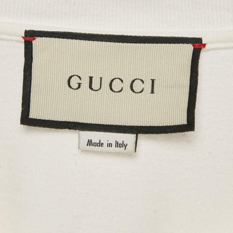 مملوكة مسبقًا Gucci White Cotton Deer& GG Patch T-Shirt M