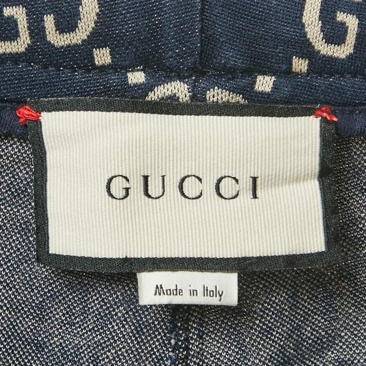 Pre Owned Gucci Navy Blue GG Jacquard Cotton Web Striped Shorts XXL 