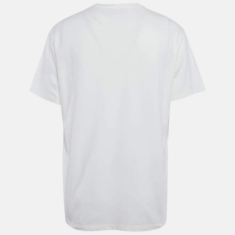 Pre Owned Gucci Ha Ha Ha White Printed Jersey T-Shirt XL