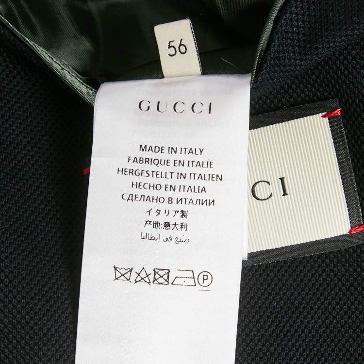 Pre Owned Gucci Blue Rib Collar Cotton Switch Emblem Blazer XXXL