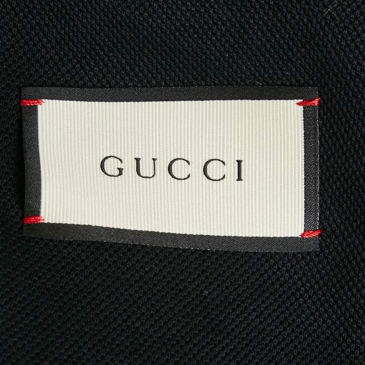 Pre Owned Gucci Blue Rib Collar Cotton Switch Emblem Blazer XXXL