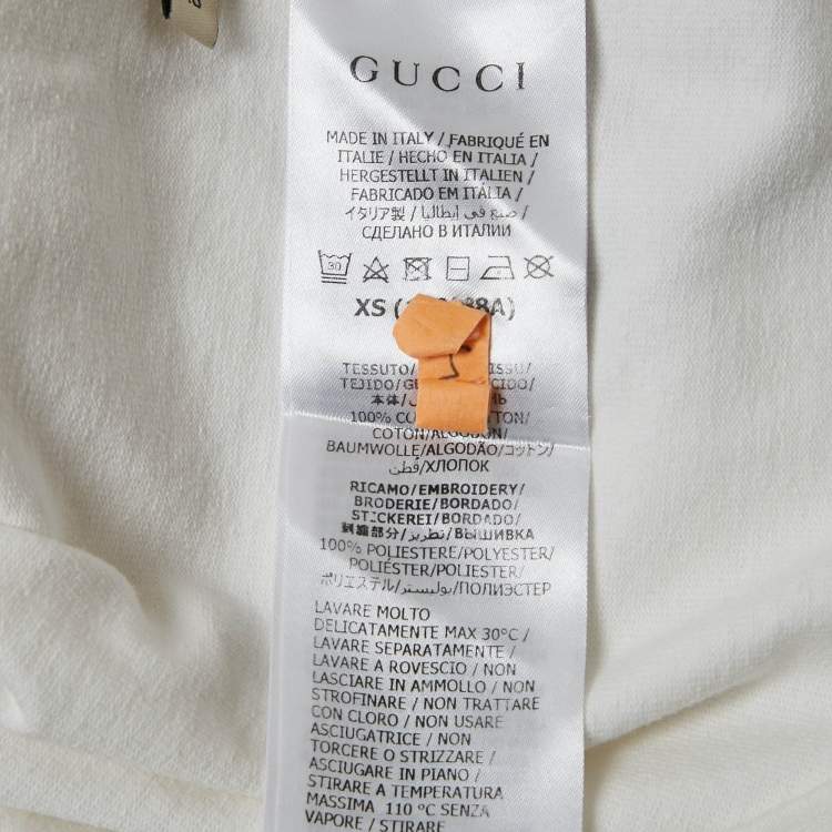 Pre Owned Gucci White Firenze Embroidered Cotton T-Shirt XS