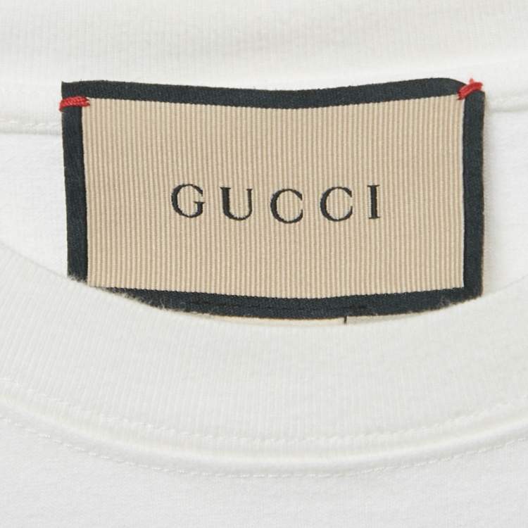 Pre Owned Gucci White Firenze Embroidered Cotton T-Shirt XS