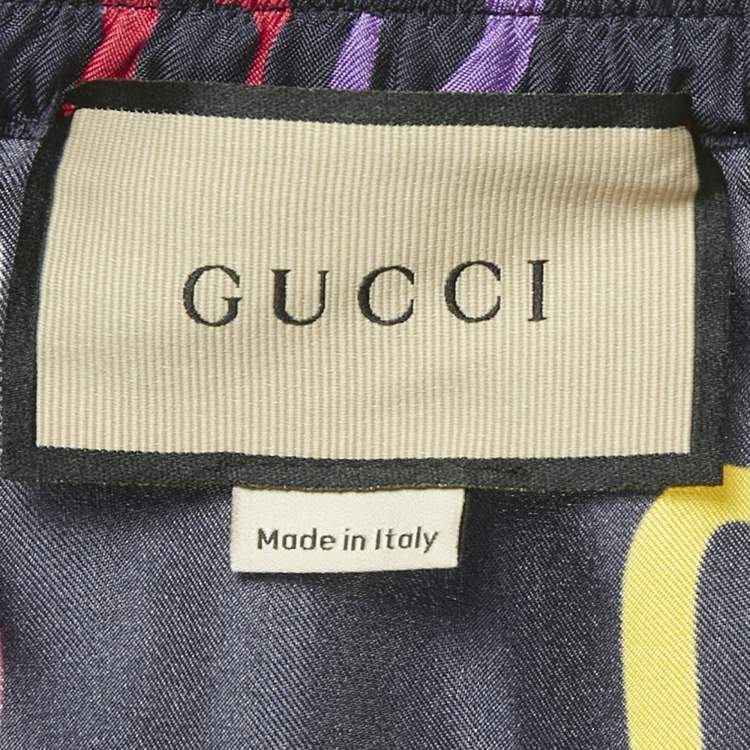 Pre Owned Gucci Blue GG Print Silk Shorts XL