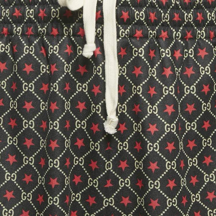 Pre Owned Gucci Black GG and Star Print Cotton Web Trim Shorts XL