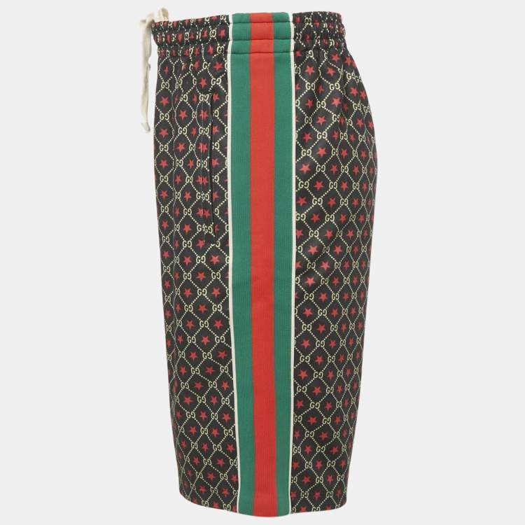 Pre Owned Gucci Black GG and Star Print Cotton Web Trim Shorts XL