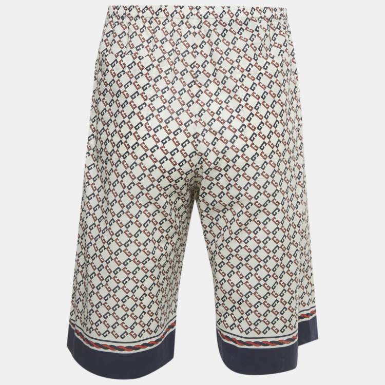 Pre Owned Gucci White GG Print Cotton Shorts XL