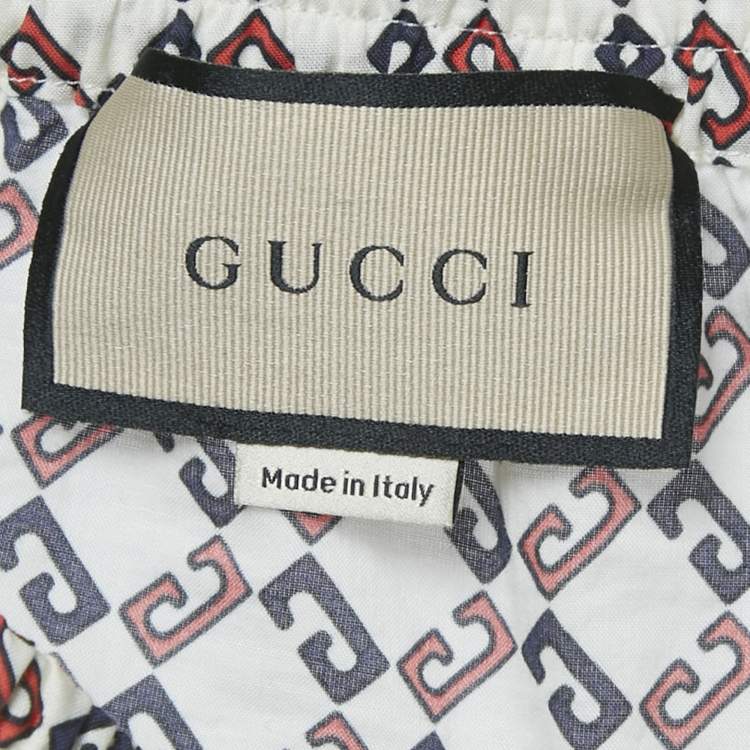 Pre Owned Gucci White GG Print Cotton Shorts XL