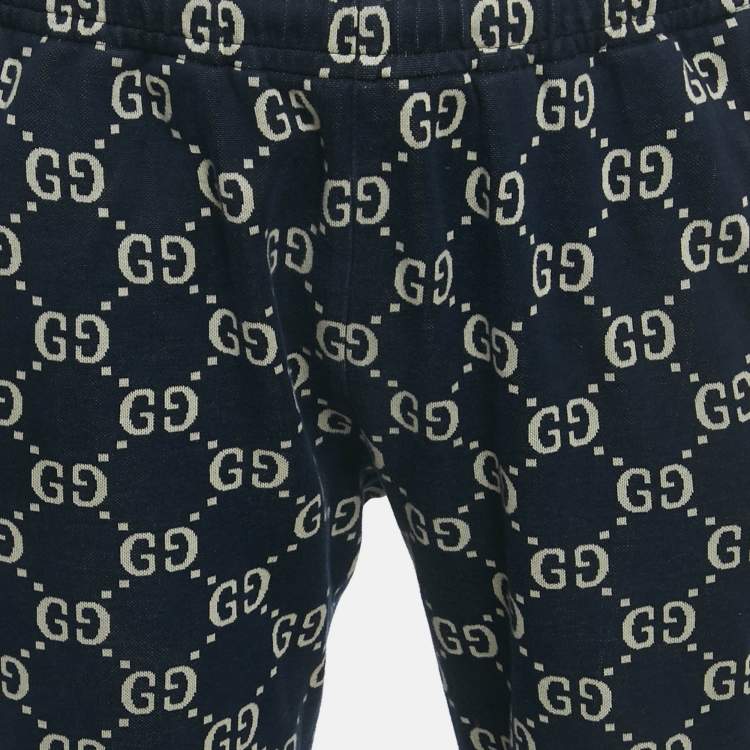 Pre Owned Gucci Navy Blue GG Jacquard Track Pants XL