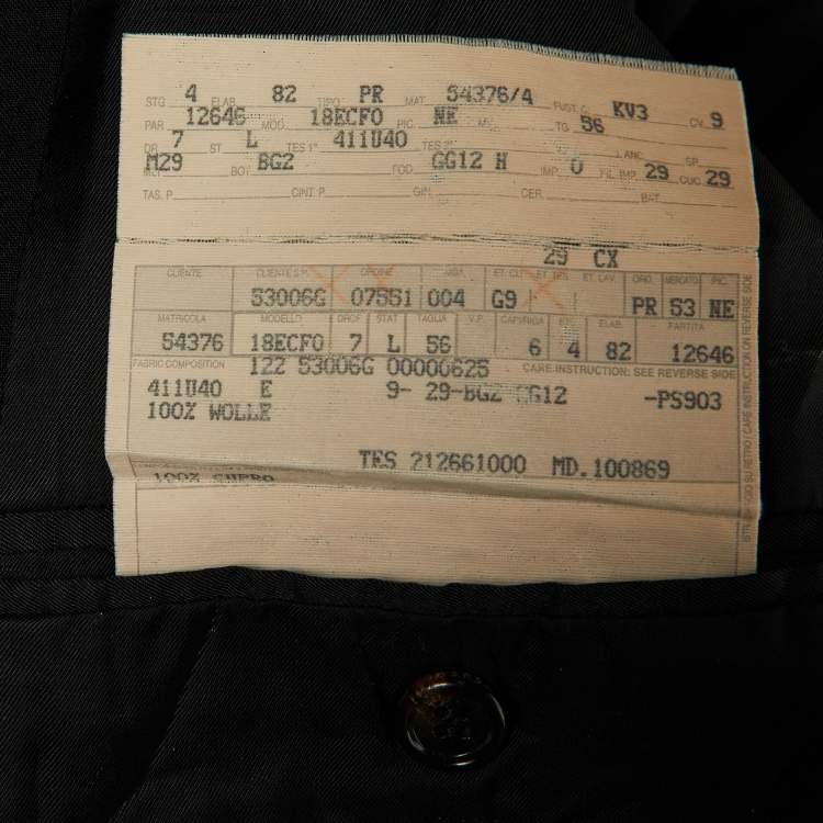 Pre Owned Gucci Black Wool Single Breasted Blazer XXXL