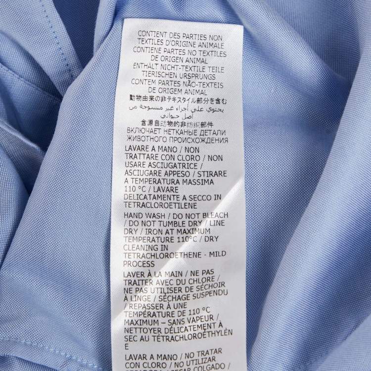 Pre Owned قميص غوتشي بولينغ بسكريبت واسع قطن مطرز بشعار أزرق فاتح مقاس متوسط