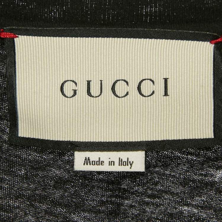 Pre Owned تي شيرت غوتشي طباعة شعار قطن أسود مقاس صغير (سمول)