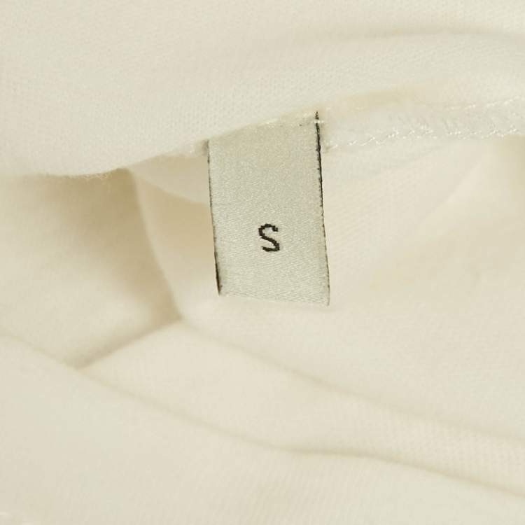 Pre Owned Gucci White Printed Cotton Distressed T-Shirt S 