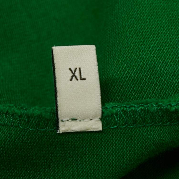 Pre Owned Gucci Green Logo Print Jersey Crew Neck T-Shirt XL