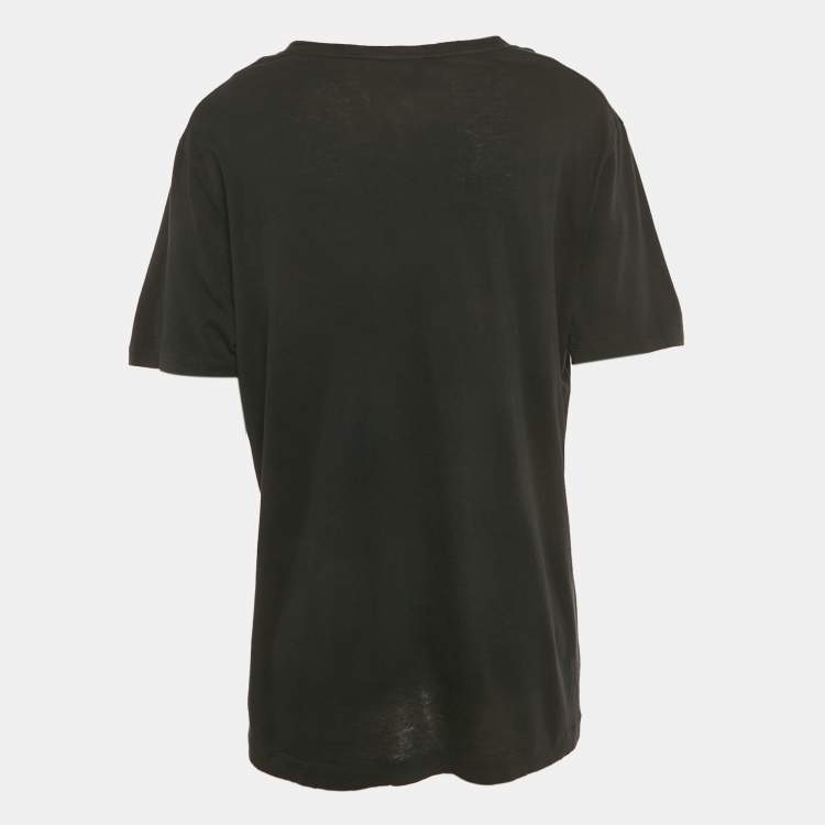 Pre Owned Gucci Black Vintage Print Cotton T-Shirt L