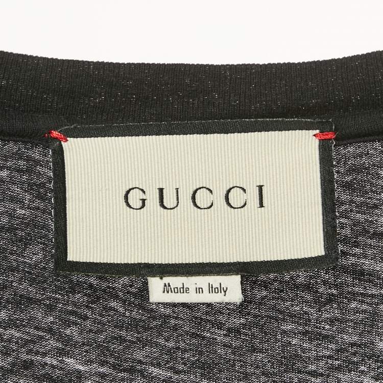 Pre Owned Gucci Black Vintage Print Cotton T-Shirt L