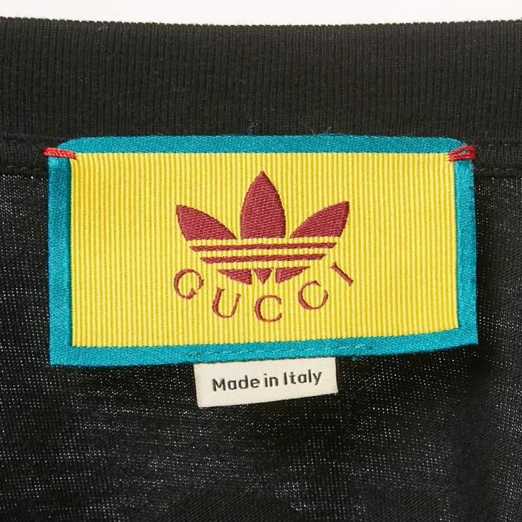 Pre Owned Gucci Black Logo Print Jersey Crewneck T-Shirt L