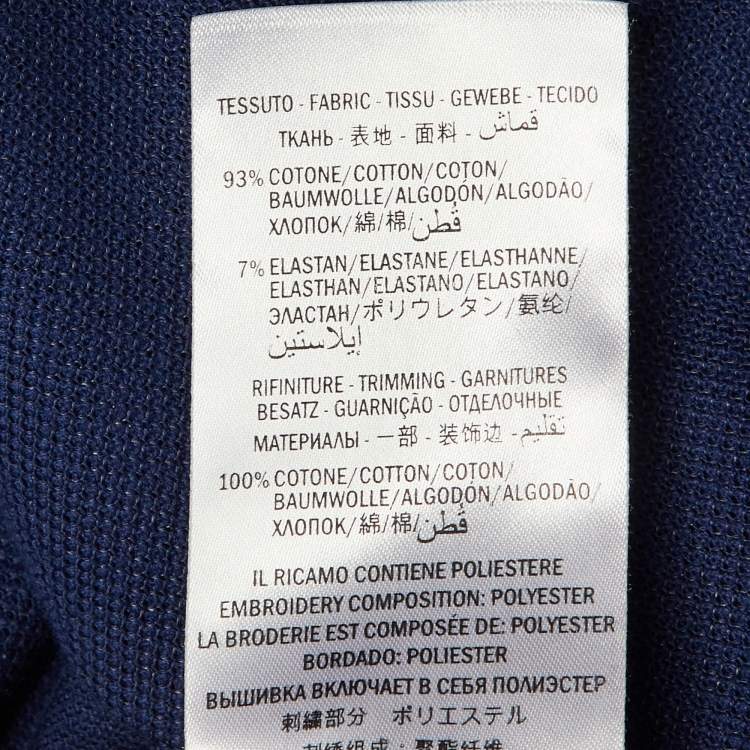 Pre Owned Gucci Navy Blue Cotton Tiger Embroidered Collar Polo T-Shirt M