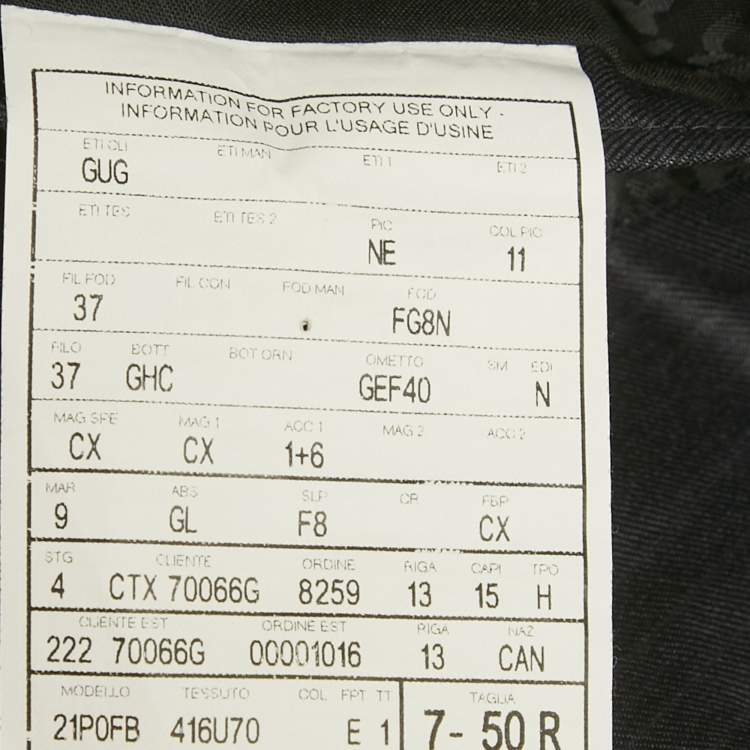 Pre Owned طقم غوتشي بليزر وبنطلون مزيج صوف مقلم أزرق كحلي مقاس كبير