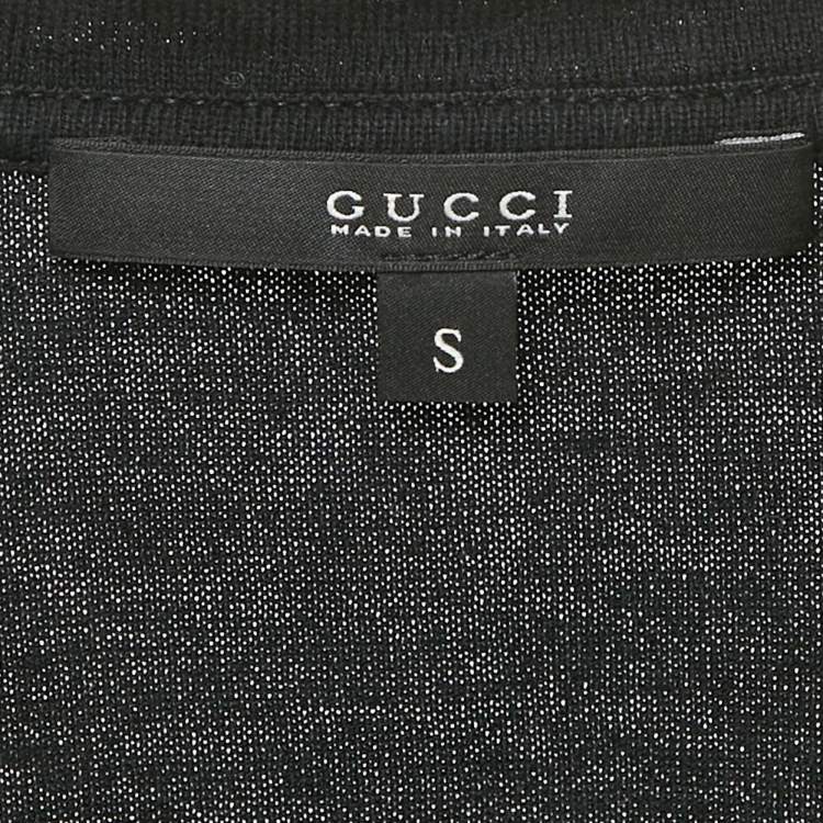 Pre Owned تِي شيرت غوتشي قطن أسود بتفاصيل شريط ويب مقاس صغير
