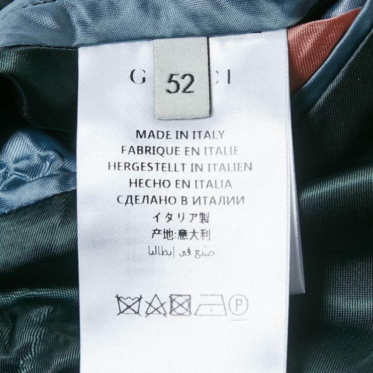 Pre Owned Gucci Navy Blue/Red GG Jacquard Knit Blazer XL