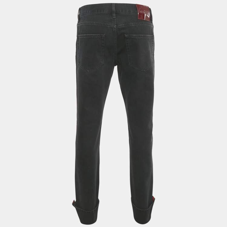 Pre Owned Gucci Black Denim Straight Leg Jeans L/Waist 35"