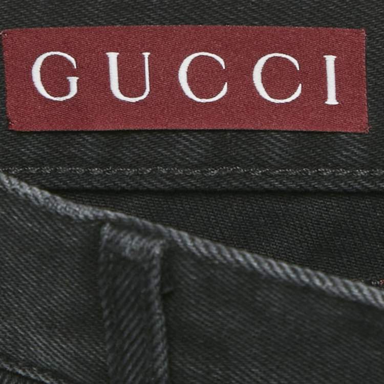 Pre Owned Gucci Black Denim Straight Leg Jeans L/Waist 35"