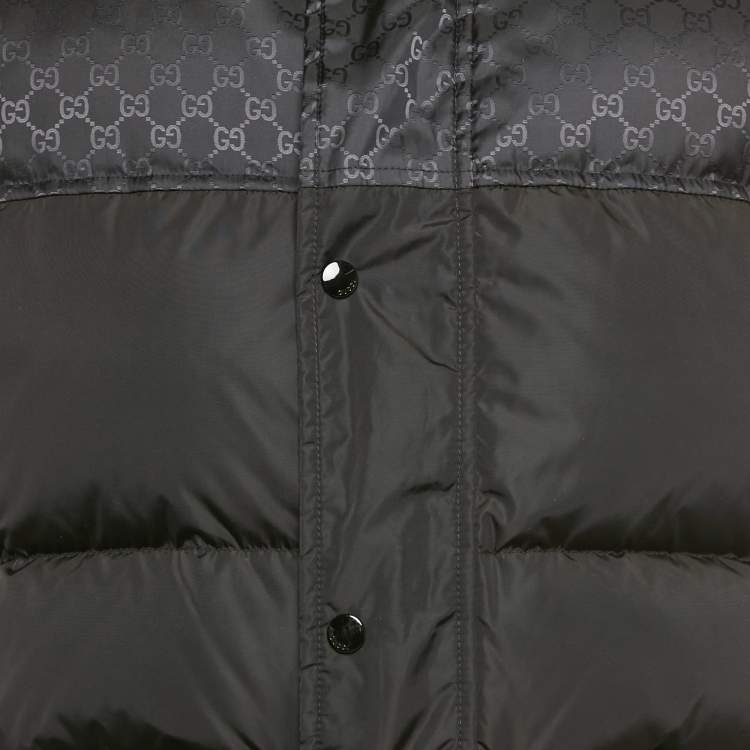 Pre Owned Gucci Black GG Jacquard Nylon Down Vest M