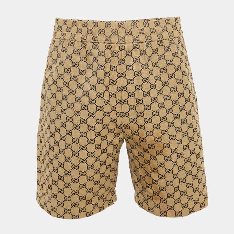 Pre Owned Gucci Beige GG Cotton Jacquard Shorts M