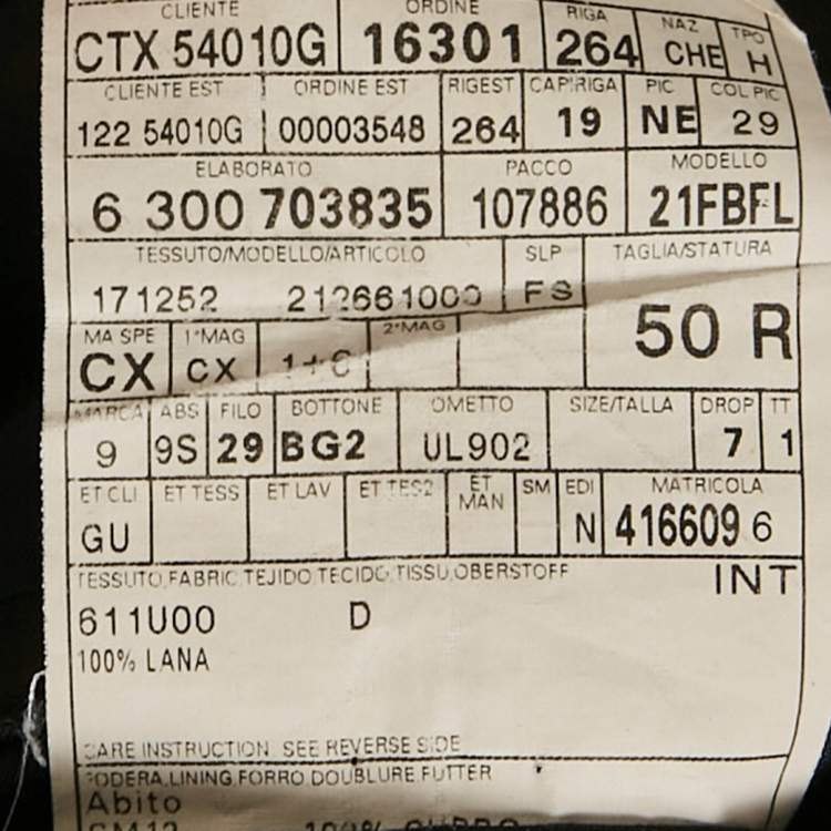 Pre Owned Gucci Black Wool Regular Fit Blazer L