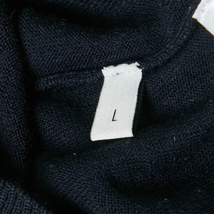 Pre Owned كنزة غوتشي صوف محبوك بزخرفة نحل كحلي مقاس كبير (لارج)