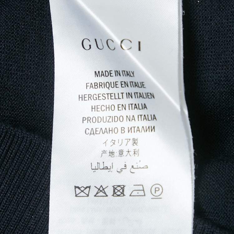 Pre Owned كنزة غوتشي صوف محبوك بزخرفة نحل كحلي مقاس كبير (لارج)