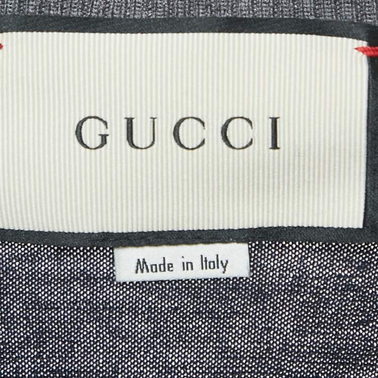 Pre Owned كنزة غوتشي صوف محبوك بزخرفة نحل كحلي مقاس كبير (لارج)