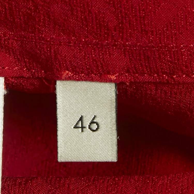 Pre Owned Gucci Red GG Jacquard Silk Pointed Collar Shirt S