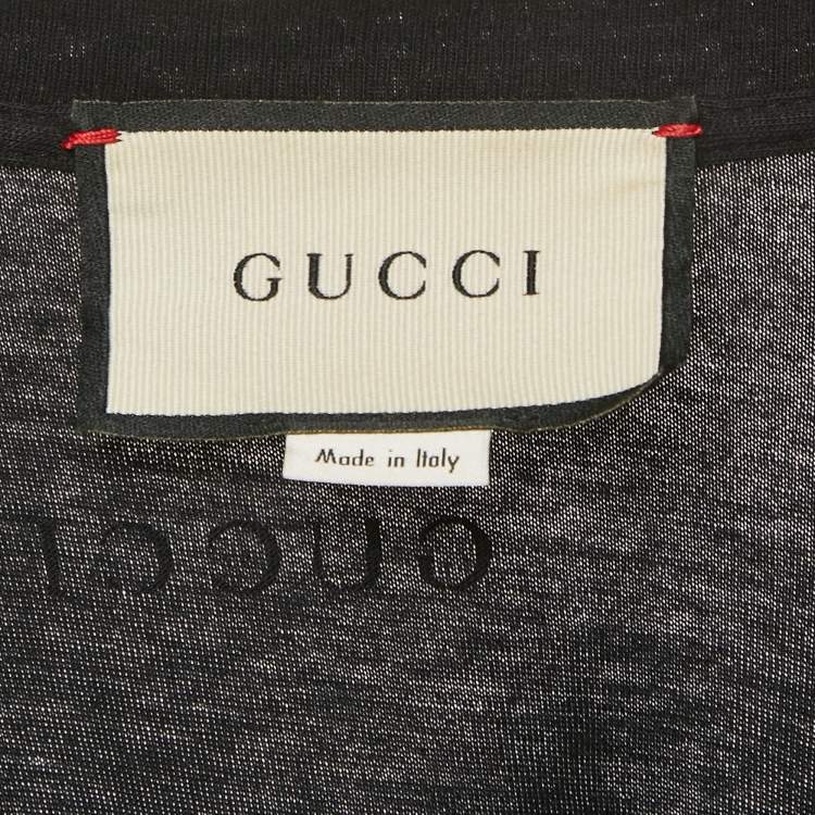 Pre Owned Gucci Black Tiger Print Jersey Embellished T-Shirt M